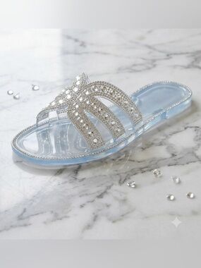 Kelly & Katie Jela Clear Jelly Sandals with Sparkling Rhinestones Women's 10